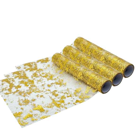 SNNROO 3 Pieces Gold Table Thin Mesh Table Runner Roll 11 x 180 Inches Gold Table Decorations for Party Glitter Table Runner Rectangle Thin Table Cloths for Wedding Baby Shower Birthday