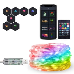 SNNROO 49Ft 150Led Multi-Modes RGB Intelligent Phantom Leather Thread Light String, Remote APP Bluetooth Control & Color Changing Twinkle Firefly Lights for Christmas Decor Bedroom Wedding Party