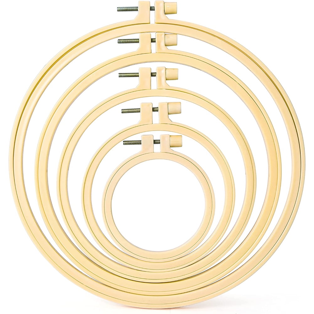 SNNROO 5 Pieces Embroidery Hoop Set Plastic Circle Cross Stitch Hoop for Embroidery, Craft Sewing and Ornaments