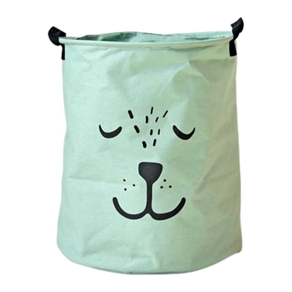 SNNROO Cute Animal Face Pattern Fabric Waterproof Foldable Laundry Basket in Cotton Linen (40X50 CM)