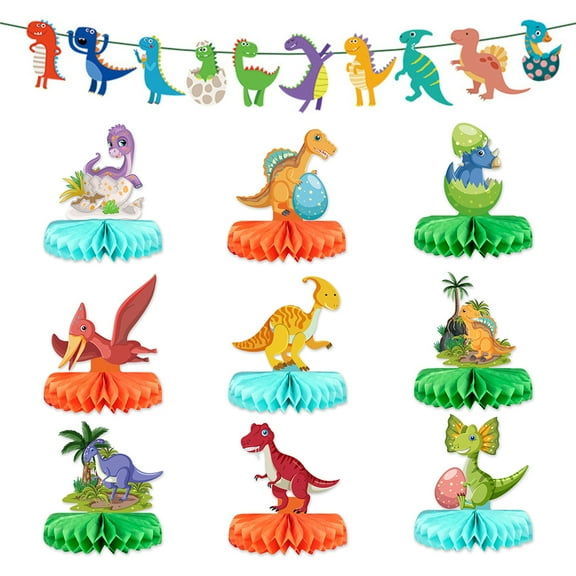 SNNROO Dinosaur Birthday Party Supplies, Dinosaur Honeycomb Centerpiece Table Decorations Happy Dino Volcano Theme Party Table Toppers for Kids Baby Shower Decor