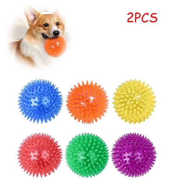 SNNROO Elastic Squeaker Dog Ball (9CM) 2PCs - Floating Spike Chew Toys with Teeth-Cleaning Texture, Tough Puppy Balls