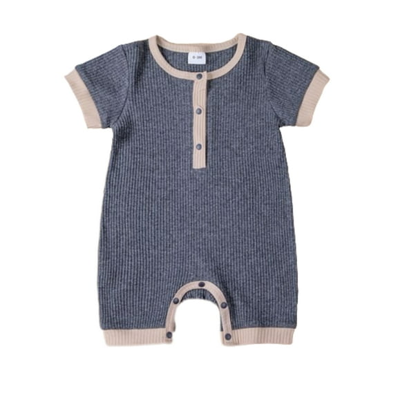 SNNROO Fashion Solid Color Baby Rompers Summer Baby Boys Clothes Cotton Linen Short Sleeve Infant Rompers Newborn Clothes 3-18 Months