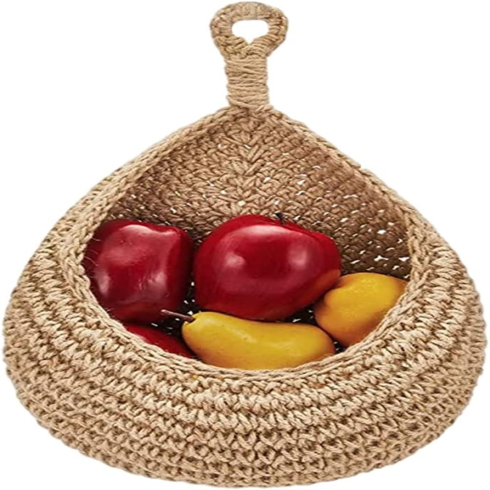 SNNROO Fruit Basket Hanging Baskets for Kitchen Hanging Wall Basket Jute Storage Basket