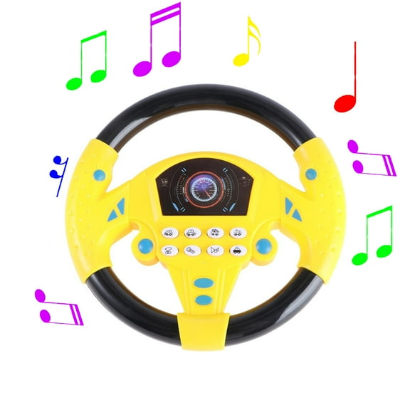 SNNROO Kids Backseat Electronic Steering Wheel Toy Children Driver Car Game Sound Toys(Yellow&Black)