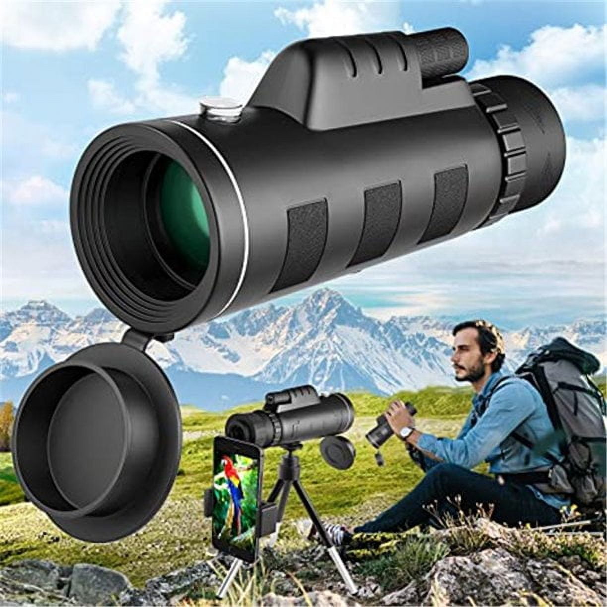 SNNROO Monocular Telescope,40x60 High Power Monoculars for Smartphone,BAK4 Prism HD Waterproof Zoom Monoscope Lower Night Vision Monocular Binoculars for Adult Bird Watching Camping Wildlife Hiking