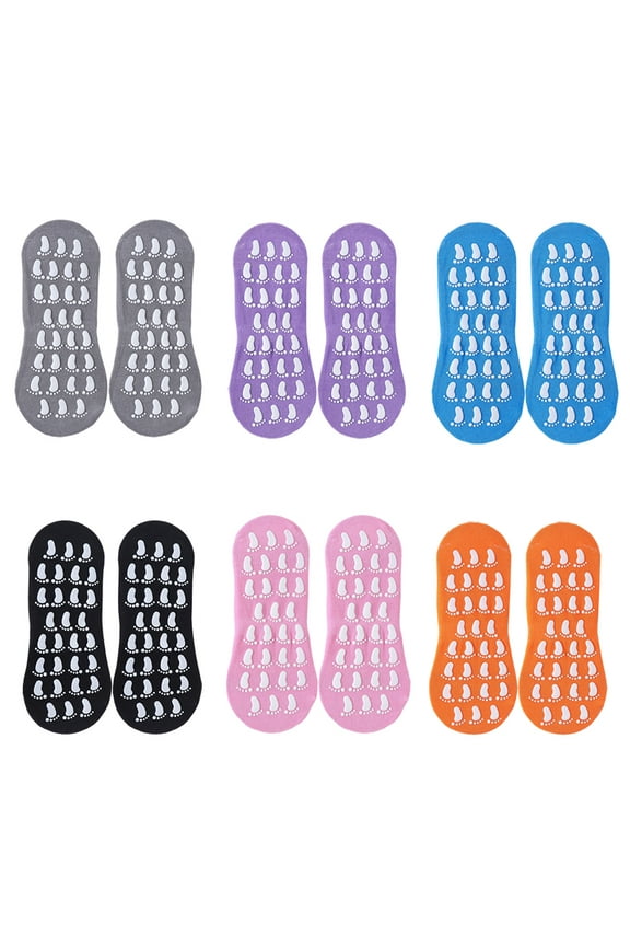 Non Slip Gripper Socks for Women Slipper Socks with Grippers For Yoga Pilates, 6 Pairs