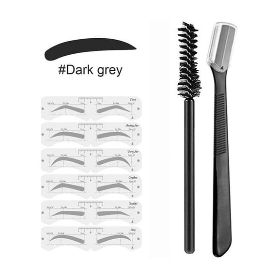 SNNROO One Step Brow Stamp Shaping Kit Quick Natural Eyebrow Makeup Tool(Dark Gray)