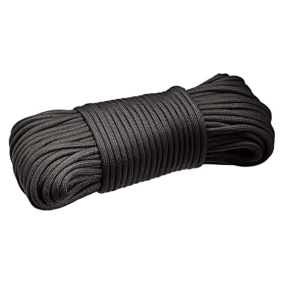 SNNROO Paracord, Binding Rope, Hand-Woven Rope, Outdoor Pull Rope, Tent Rope, High Strength, (4mm x 30m / 0.15 x 1181in), Black.