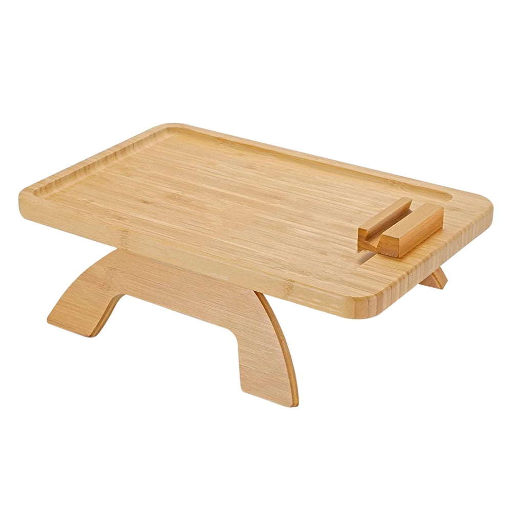SNNROO Sofa Armrest ClipOn Table Tray Wooden Foldable Couch Arm Tray Wooden Sofa Armrest Tray