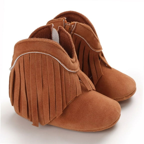 SNNROO Toddler Shoes Newborn Boots Unisex Boys Girls Keep Warm Moccasins Tassel Shoes Sneakers Winter (Internal length 13CM)