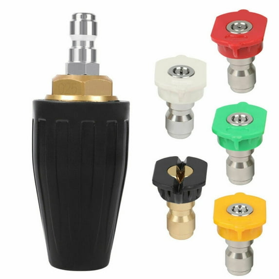 SNNROO Turbo Nozzle for Pressure Washer, Rotating Nozzle and 5 Tips, 1/4 Inch Quick Connect, 3600 PSI, Orifice 2.5 Black