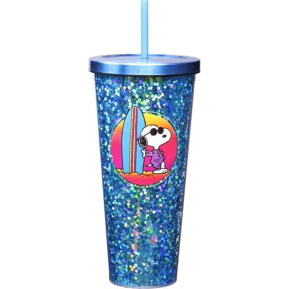 SNOOPY BEACH 32OZ GLITTER CUP