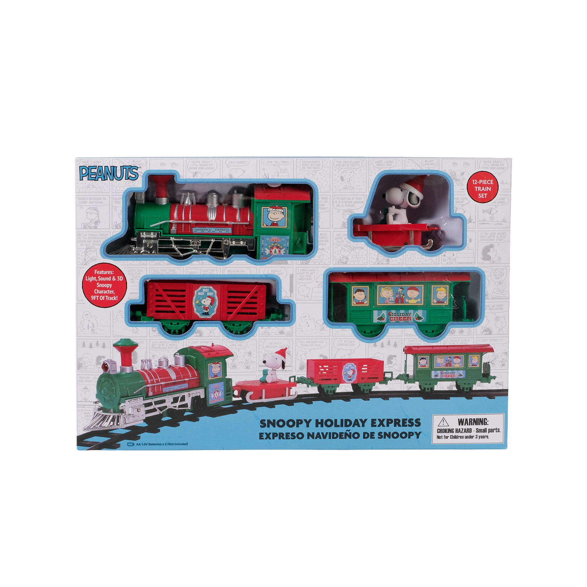 Snoopy Holiday Express 12Piece Train Set with Light, Sound, and 9Foot Track