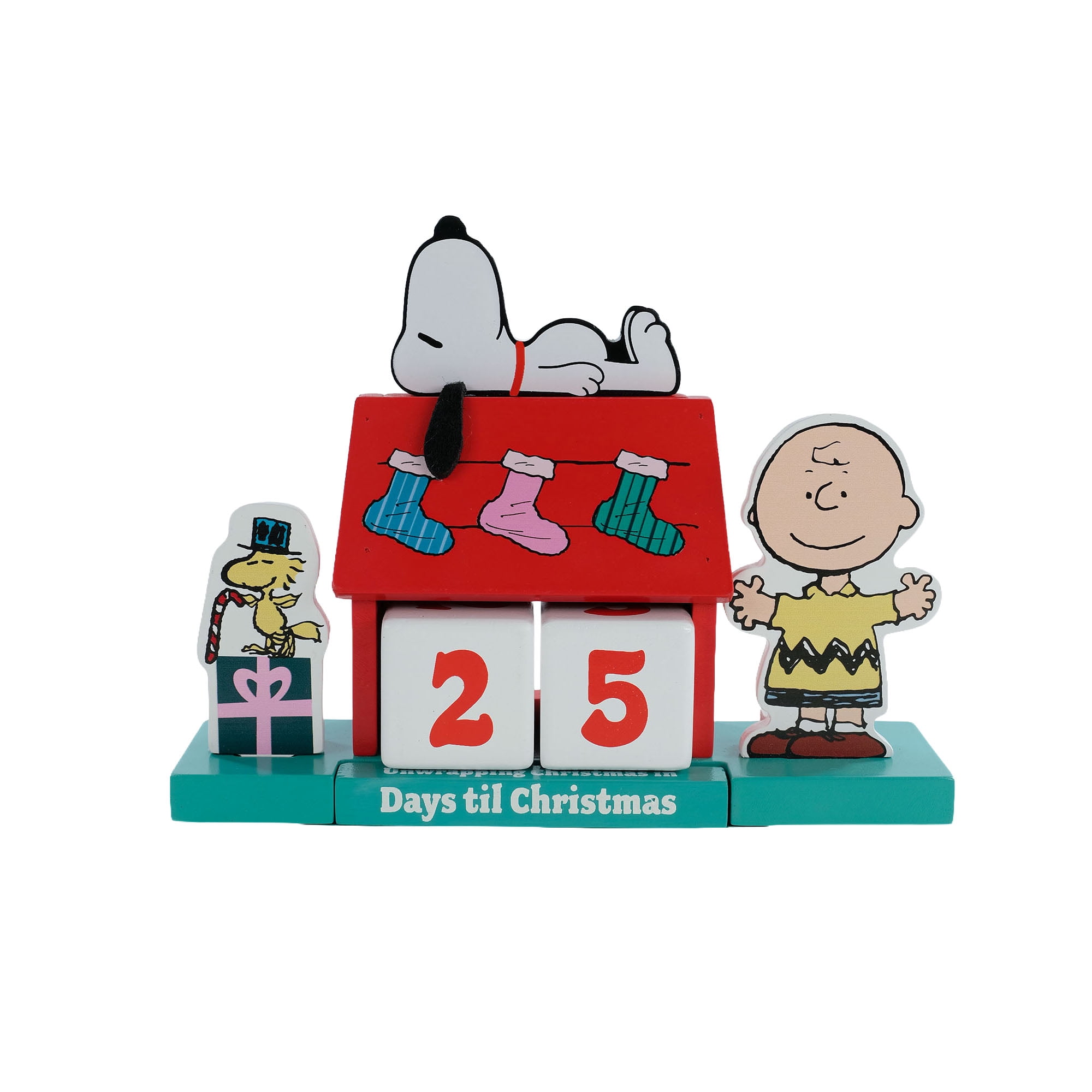 Peanuts Snoopy, Charlie Brown & Woodstock Christmas Countdown Calendar – Holiday Tabletop Accent