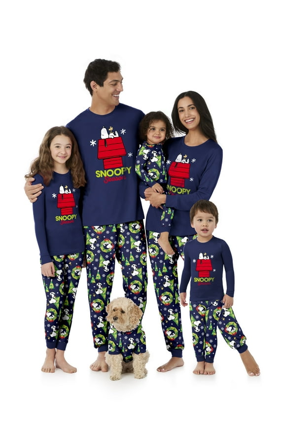Snoopy Men's Matching Family Pajamas Top and Pants Set, 2-Piece, Sizes S-3XL
