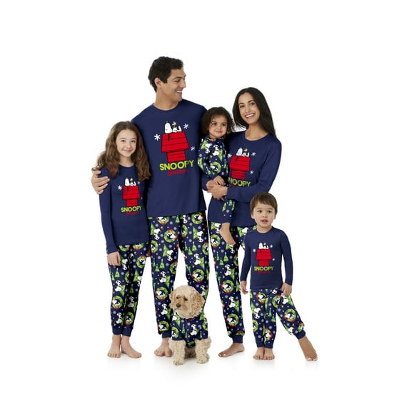 Peanuts Snoopy Women's Matching Family Pajamas Top and Pants Set, 2-Piece, Sizes S-3X