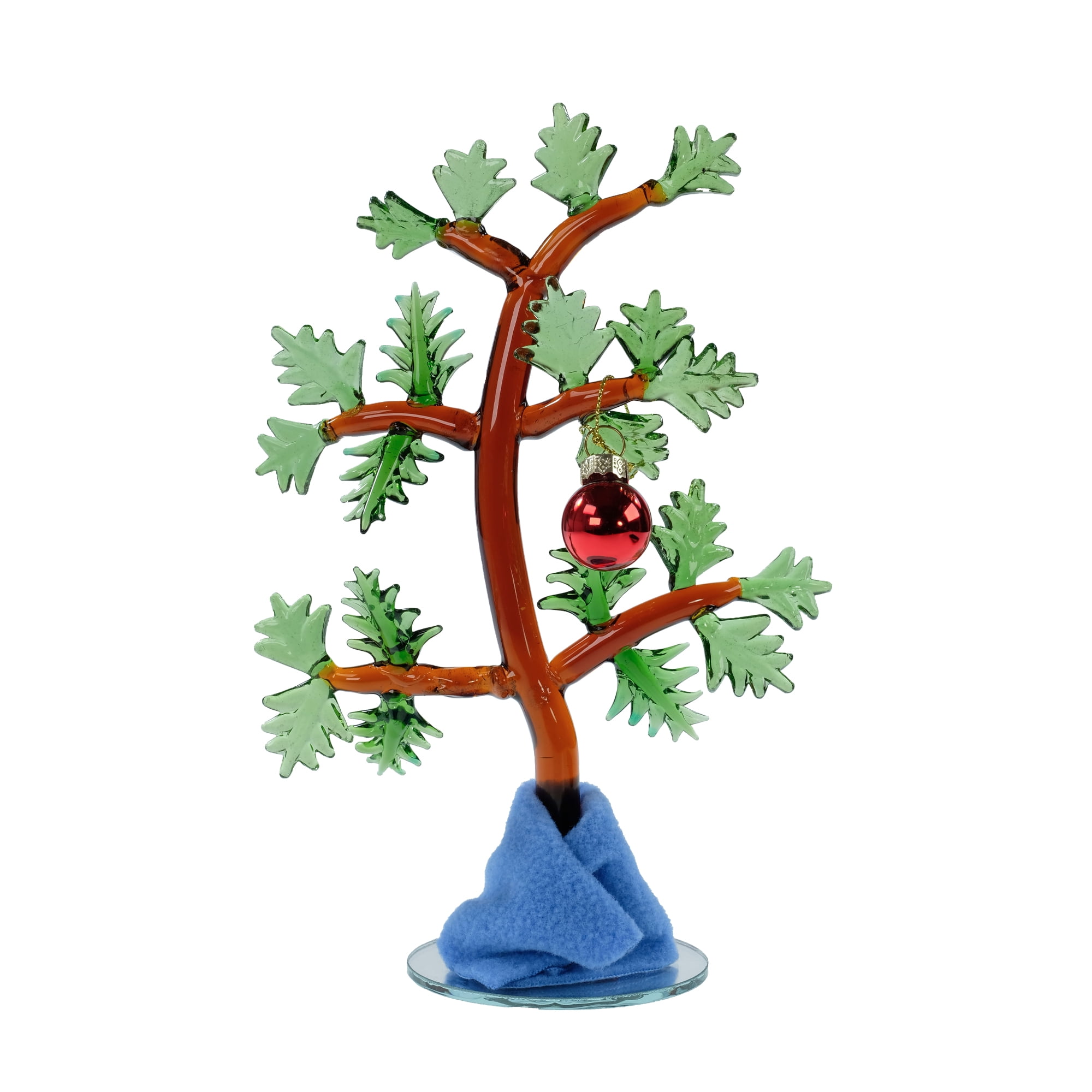 Peanuts Charlie Brown Glass Christmas Tree – Holiday Tabletop Tree