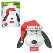 Brickcraft Peanuts Snoopy Decoration Building Kit (145-Piece Set), Holiday Snoopy Display, Collectible Brick Figure with Stand