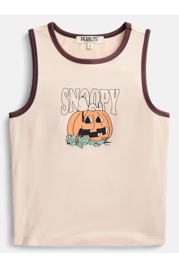 Women's and Women's Plus Size Snoopy Pumpkin Sleep Tank Top, Sizes XS-2X