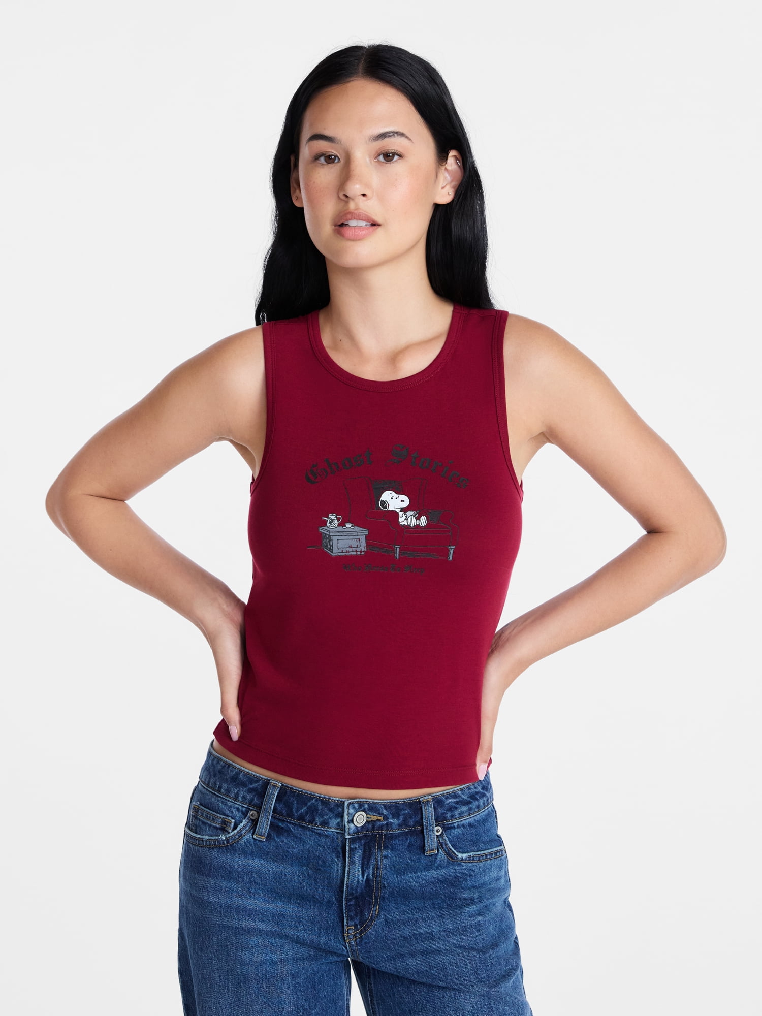 Peanuts Women's and Women's Plus Size Snoopy Ghost Stories Sleep Tank Top, Sizes XS-2X