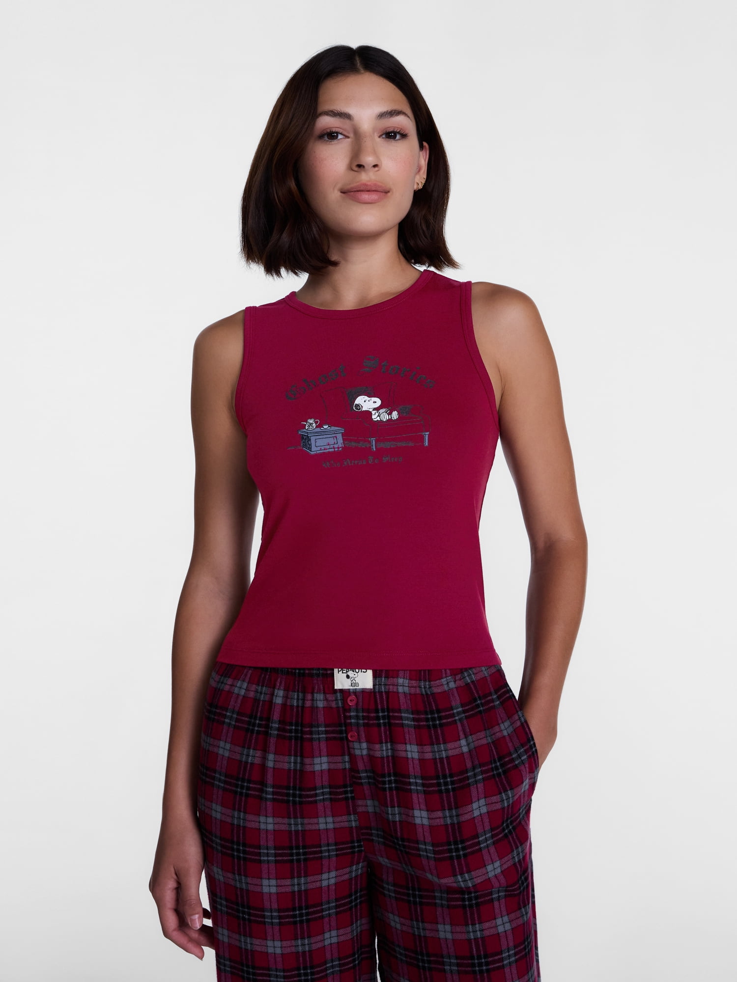Peanuts Women's and Women's Plus Size Snoopy Ghost Stories Sleep Tank Top, Sizes XS-2X