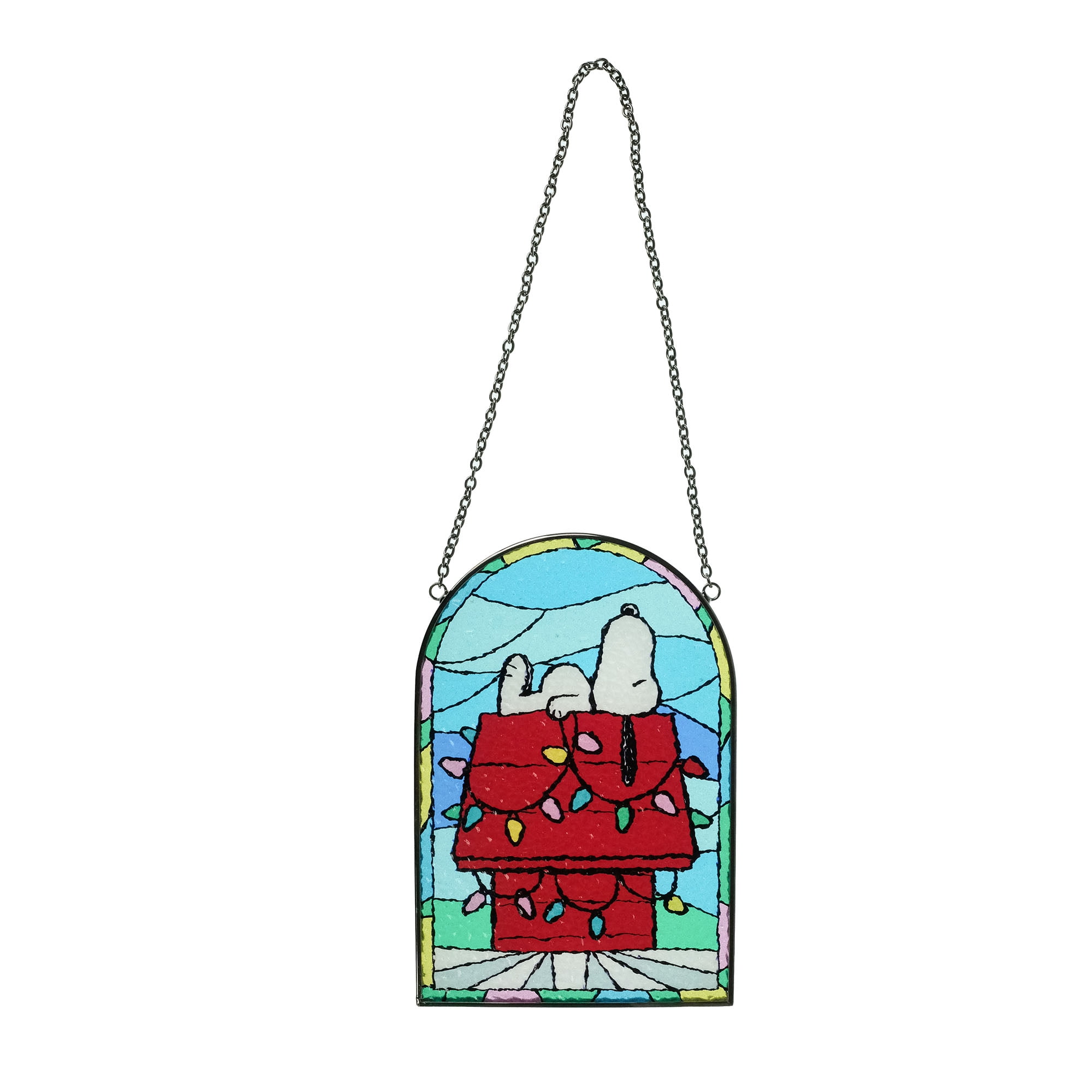 Peanuts Snoopy Mini Stained Glass Christmas Ornament – Holiday Hanging Accent