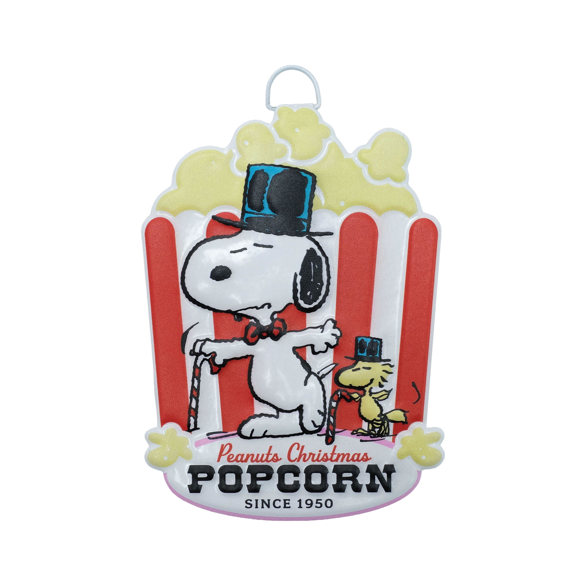 Peanuts Christmas Mini Metal Hanging Sign Snoopy & Woodstock Popcorn Design