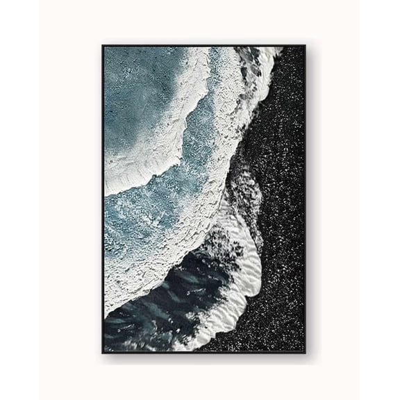 SNOVVIS Framed art prints,3D Textured Sand Beach Waves Wall Art Large Size Abstract Coastal Painting Artwork Ocean Wave Beach Landscape Oil Painting