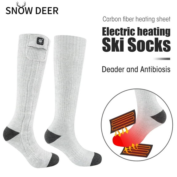 SNOW DEER 2024 Upgraded Rechargeable Electric Heated Socks,7.4V 2200mAh Battery Powered Cold Weather Heat Socks for Men Women,Outdoor Riding Camping Hiking Motorcycle Skiing Warm Winter Socks