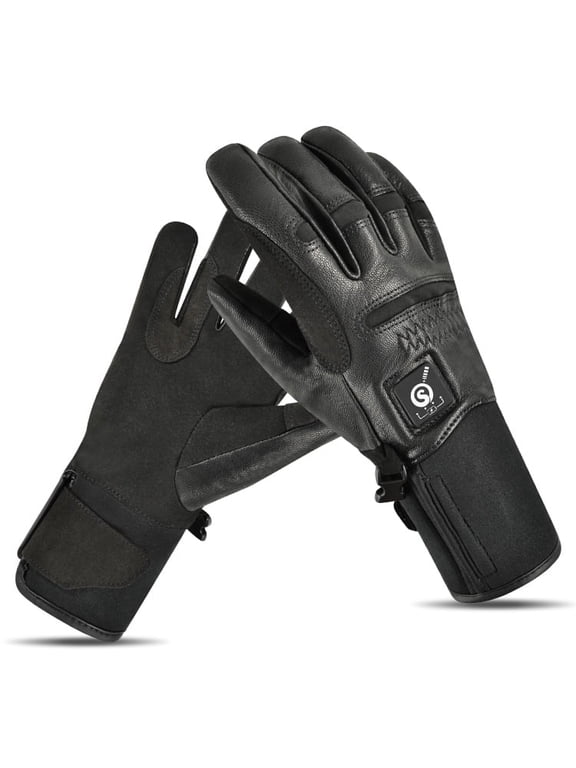 Electric Heated Gloves Warm Men Women Sheepskin Leather Waterproof Rechargeable Battery Warm Hand Ski Glove