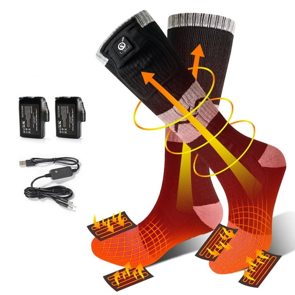 SNOW DEER Electric Heated Socks 7.4V Rechargeable Battery Heating Socks Men Women for Hunting Fishing Camping Hiking Motorcyle Ski Skating Warm Socks Foot Warmer