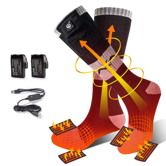 SNOW DEER Electric Heated Socks 7.5V Rechargeable Battery Heating Socks Men Women for Hunting Fishing Camping Hiking Motorcyle Ski Skating Warm Socks Foot Warmer