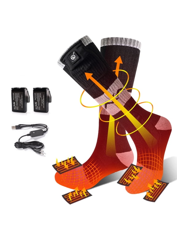 Electric Heated Socks 7.6V Rechargeable Battery Heating Socks Men Women for Hunting Fishing Camping Hiking Motorcyle Ski Skating Warm Socks Foot Warmer