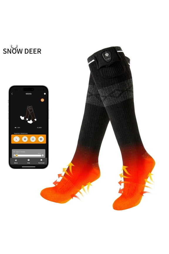 Heated Socks, APP Control Electric Heated Socks for Men Women, Rechargeable Battery Powered Warm Socks, Washable Thermal Socks Foot Warmer for Winter Hunting Skiing Hiking Camping