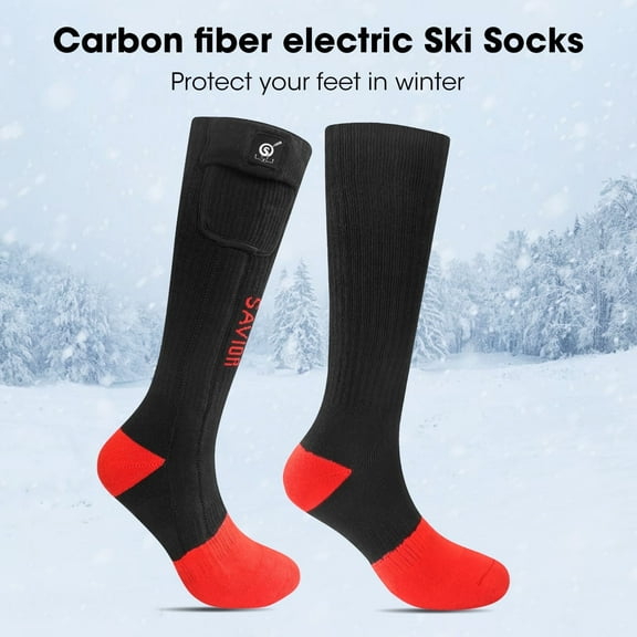 SNOW DEER Heated Socks for Men Women, 2200mAh Rechargeable Electric Heated Socks Foot Warmers 3 Heating Settings Winter Warm Thermo Sock with 2 Battery for Skiing Hiking Camping Running Fishing