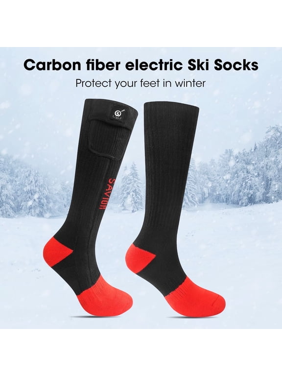 Heated Socks for Men Women, 2200mAh Rechargeable Electric Heated Socks Foot Warmers 3 Heating Settings Winter Warm Thermo Sock with 2 Battery for Skiing Hiking Camping Running Fishing