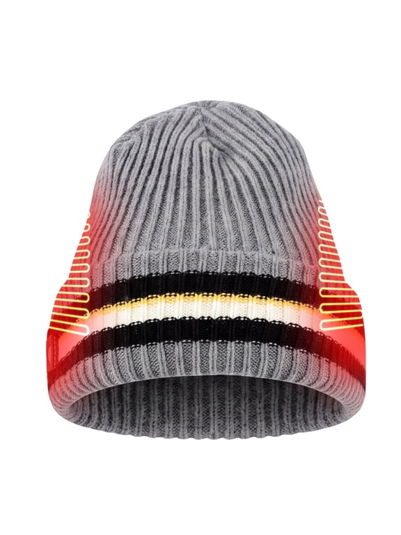 Heated Beanie Hat for Men Women, 7.4V 6W Electric Heated Hat with 3 Temperature Settings, 2200mAh Rechargeable Winter Warm Hat for Skiing Cycling Hiking Outdoor Sports