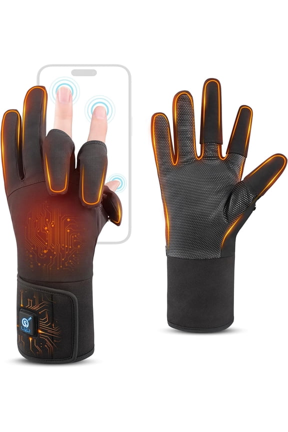 Heated Fishing Gloves for Women Men Rechargeable Waterproof,Finger Dexterity Electric Heated Gloves for Cold Weather,Winter Hand Warmers Gloves for Hunting Photography Cycling Working