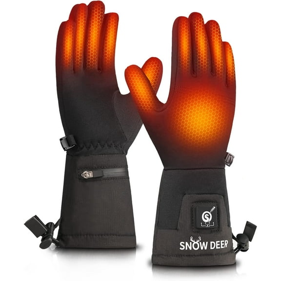 SNOW DEER Heated Glove Liners Men Women,Rechargeable Battery Heated Motorcycle Ski Snow Warmer Gloves