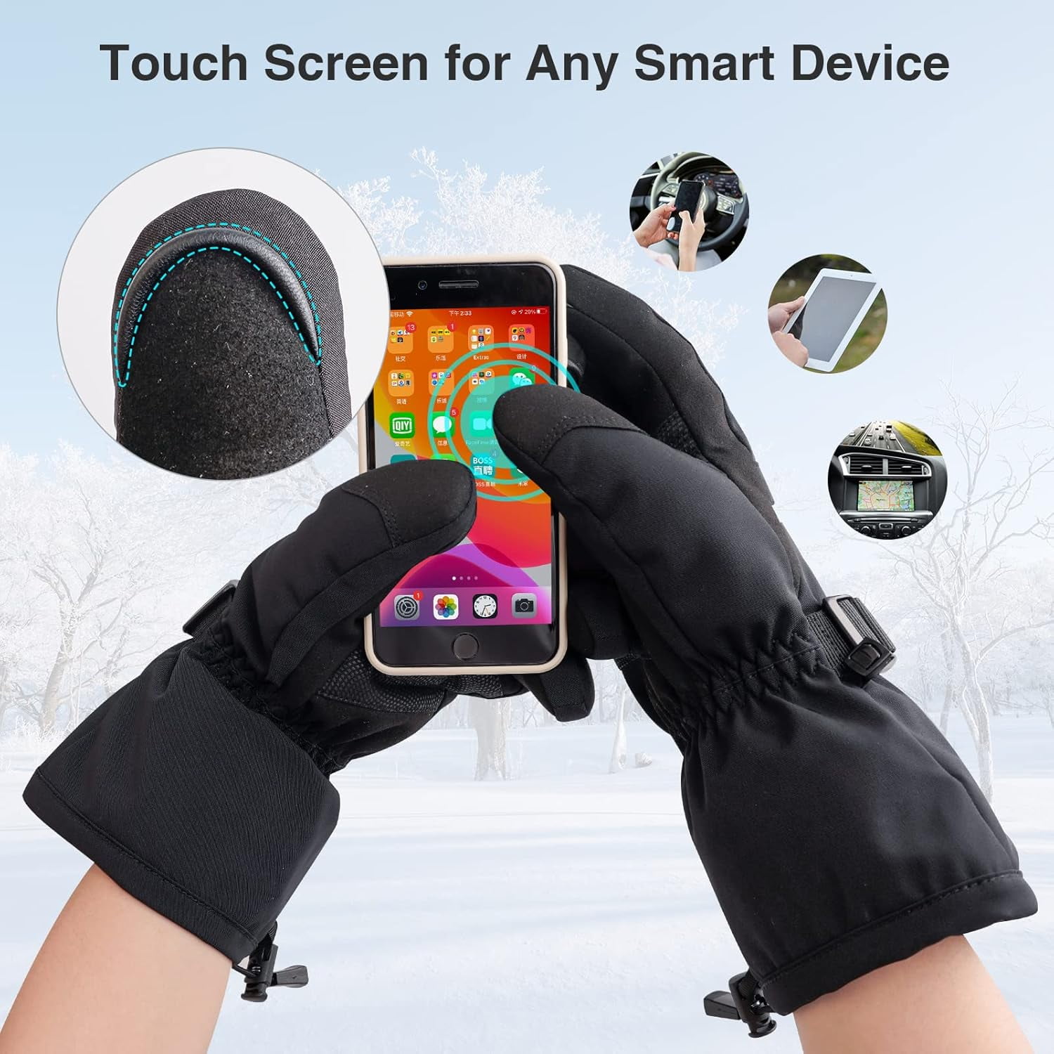SNOW DEER Heated Gloves Electric Rechargeable - 7.4V Battery Heated Gloves for Men Women,Motorcycle Cycling Riding Hunting Fishing Camping Hiking Snow Ski Mittens Gloves Powered Warmer Gloves