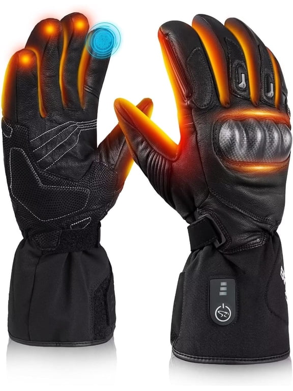 Heated Gloves for Men Women Heated Motorcycle Glove Electric Waterproof Heating Gloves Touchscreen Rechargeable Battery Hand Warmers w/ 12V Motorcycle Wire for Outdoor Work Snowmobiles