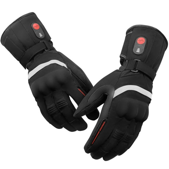 SNOW DEER Heated Gloves for Men Women, Temperature Display Heated Motorcycle Gloves, 2200mAh Rechargeable Battery Winter Gloves for Skiing Motorcycle Cycling Fishing Hunting