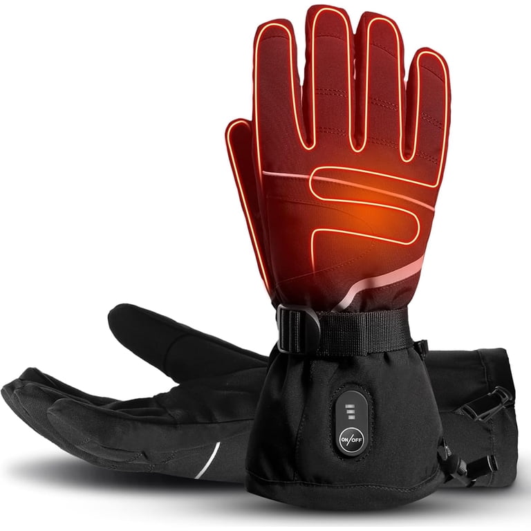 battery heated bicycle gloves Snow Deer Heated Gloves for Men Women, Electric Glove Rechargeable Battery Heated Hand for Motorcycle Biking Hunting Arthritis Skiing Working, Adult