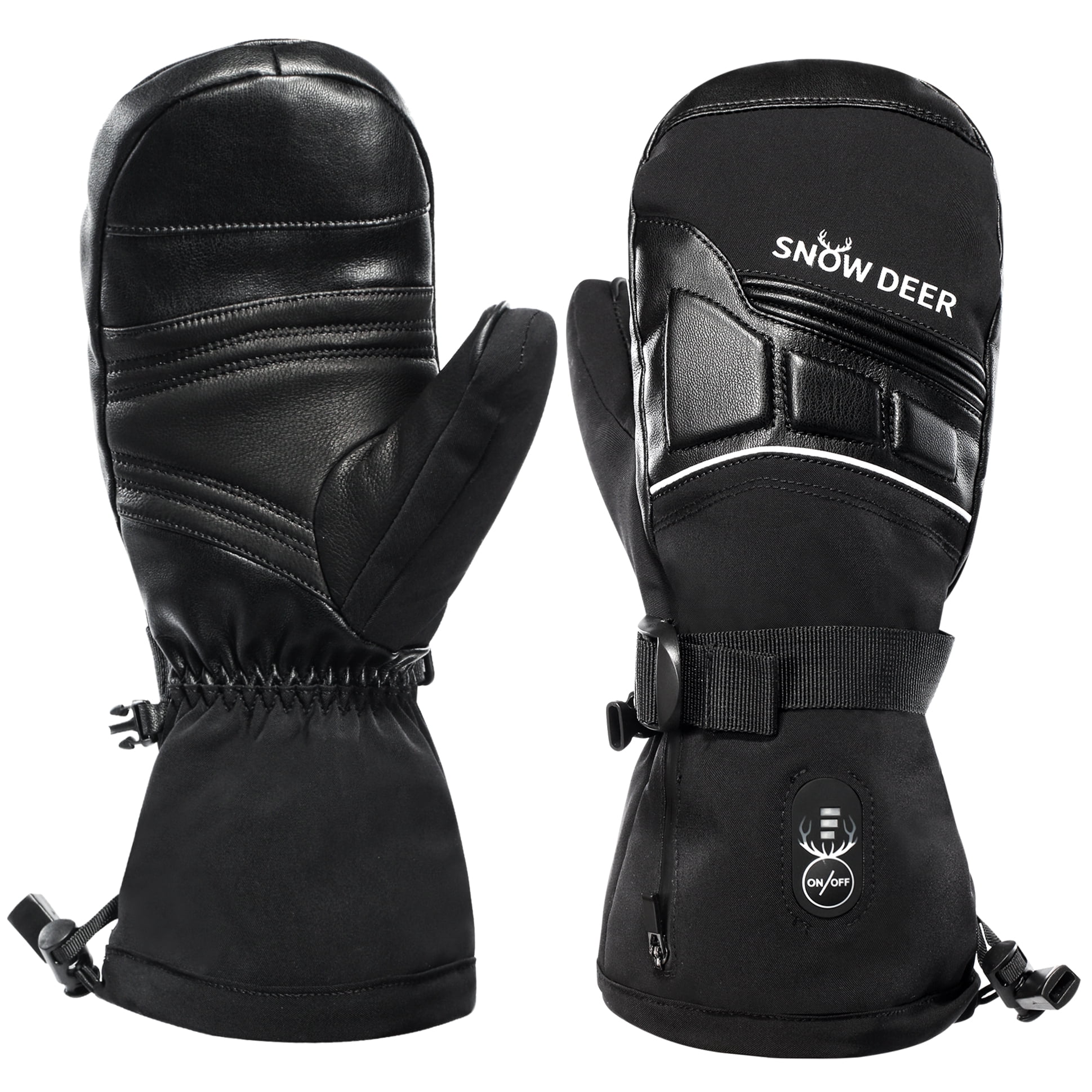 SNOW DEER Heated Mittens for Men and Women - 7.4V 2200MAH Electric Rechargeable Battery Gloves for Winter Skiing, Skating, Snow, Camping, Hiking - Heated Hand Warmer
