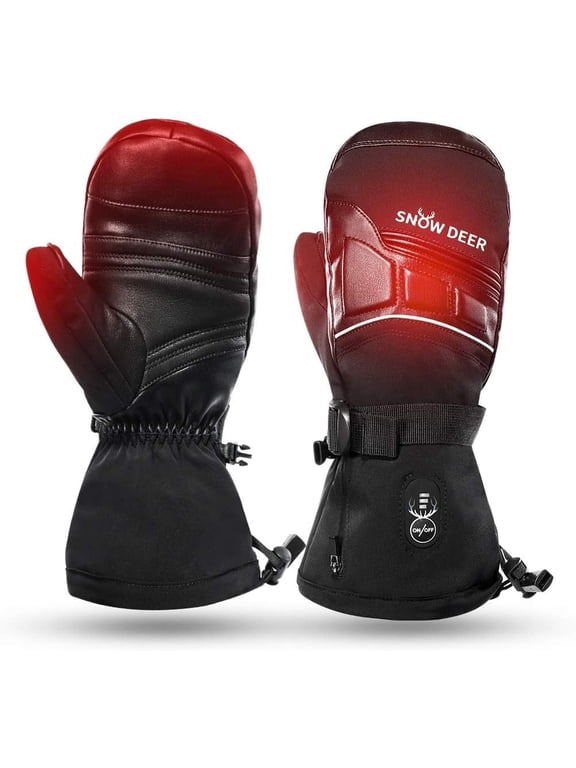 Heated Mittens for Men and Women Waterproof Ski Gloves with Touchscreen 7.4V 2200mAh Battery Gloves Electric Rechargeable Thermal Mittens for Hands Warm