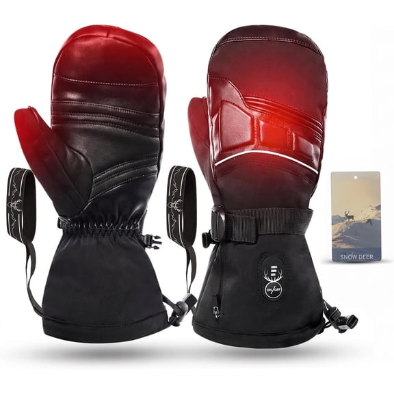 SNOW DEER Heated Mittens for Men and Women Waterproof Ski Gloves with Touchscreen 7.4V 3000mAh Battery Gloves Electric Rechargeable Thermal Mittens for Hands Warm