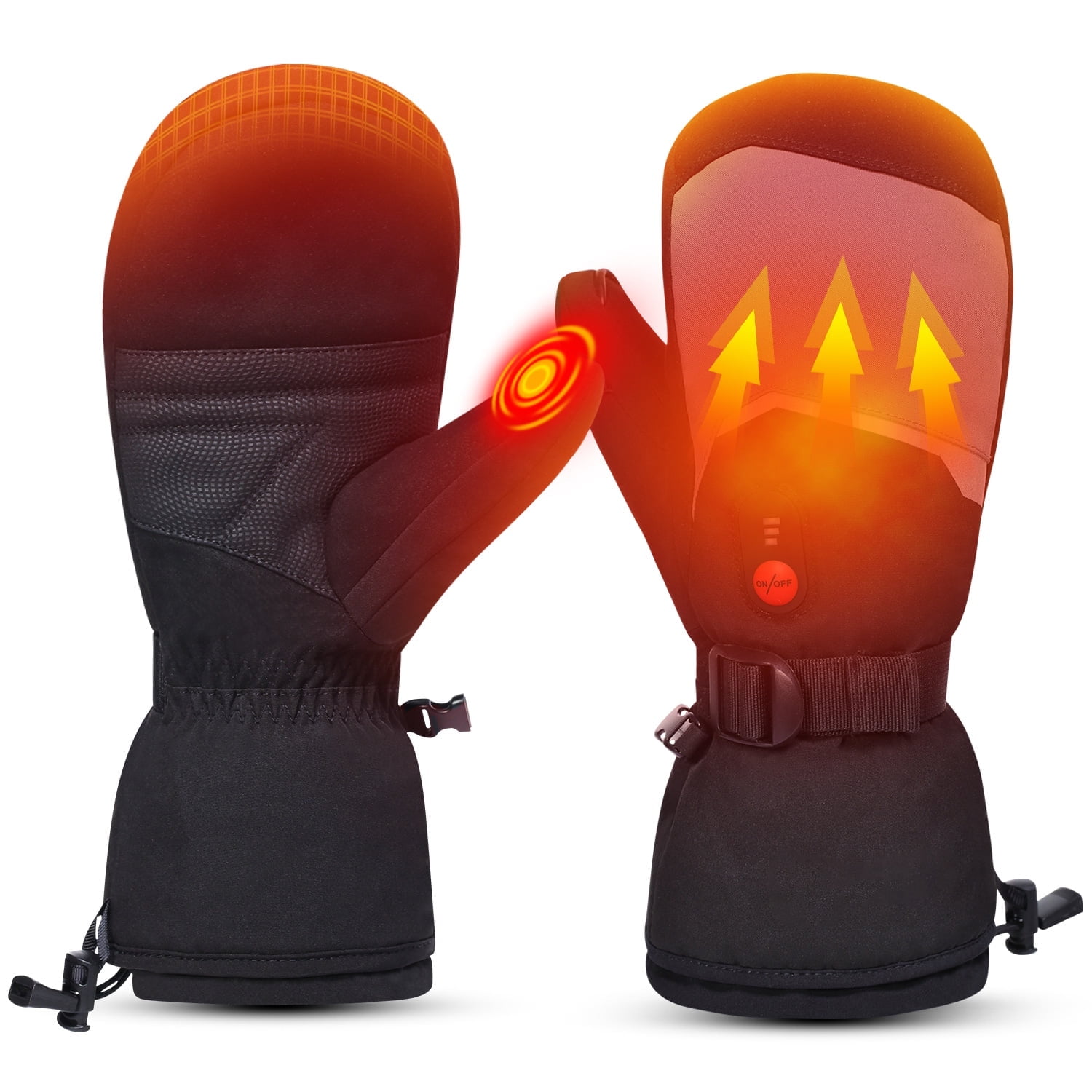 SNOW DEER Heated Mittens for Kids, 7.4v 2200mAh Rechargeable Battery Electric Gloves for Ski Snowboarding Snow Playing Outdoors (Grey, XS)
