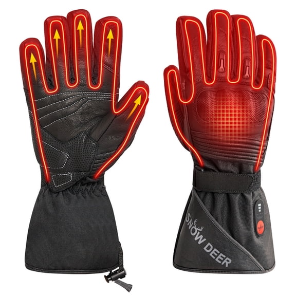 SNOW DEER Heated Motorcycle Gloves - 7.4V Electric Rechargeable Battery Waterproof Gloves for Men Women,Winter Biking Cycling Hunting Fishing Skiing Riding Powered Gloves