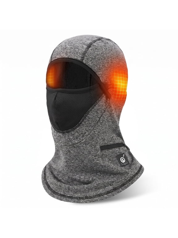 Heated Ski Mask Balaclava, Electric Windproof Thermal Fleece Heated Face Mask with 3 Heat Levels, 7.4V Rechargeable Heated Balaclava for Skiing Cycling Hiking Snowmobile Winter Outdoor